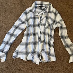 Black and White Plaid Button Down Shirt